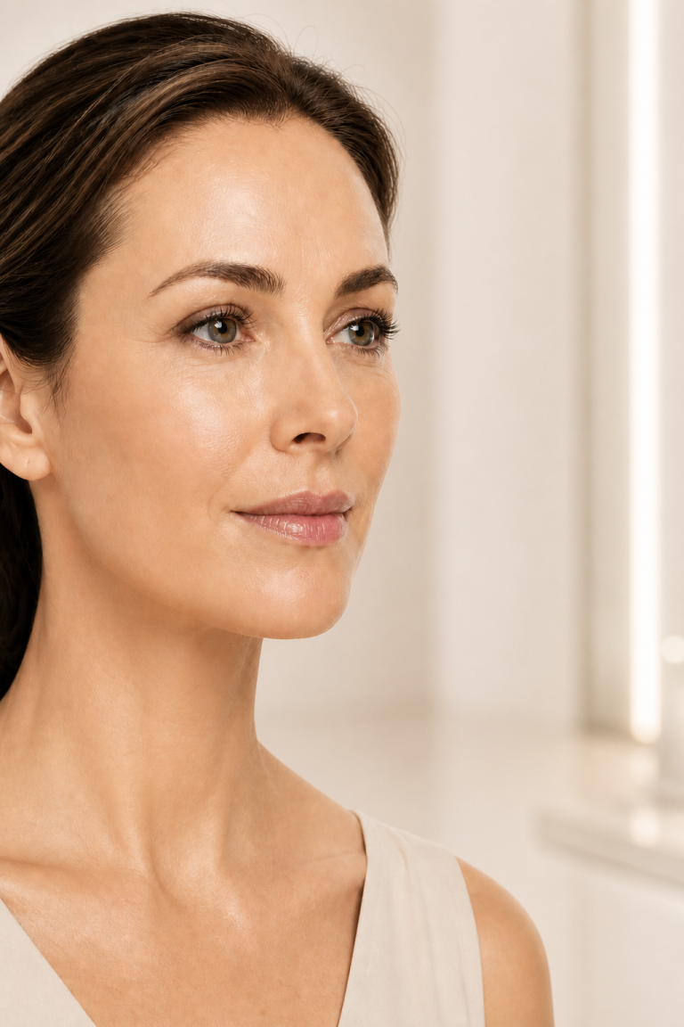 Woman during a Clarity II laser treatment consultation at Clinique AG