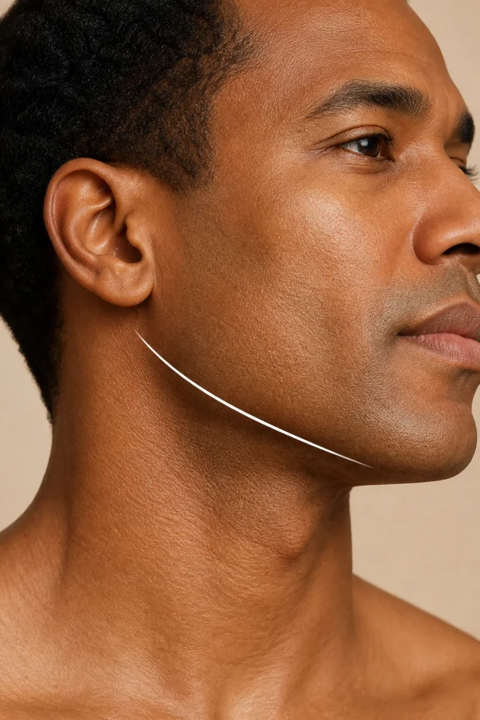Area jawline for a Lipolysis with Morpheus8 consultation in Montreal