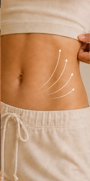 Abdomen and flank aftercare area for Morpheus8 Aftercare at Clinique AG in Montreal