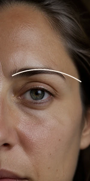 Détail du visage à la lumière naturelle illustrant des objectifs d'éclat avec la revitalisation cutanée injectable